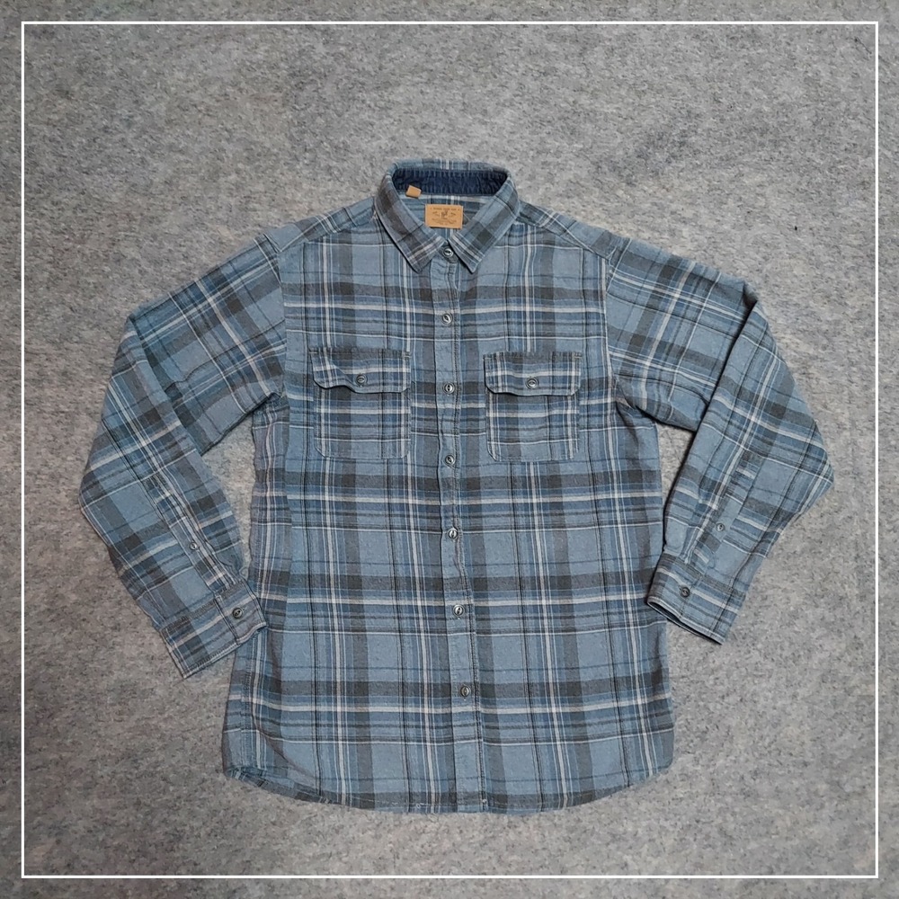 Red Head Ranch‎ Button Down Men M Blue Plaid Long Sleeve Flannel Work Shirt